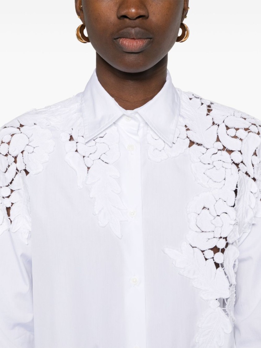 Ermanno Scervino Lace-panelling Poplin Shirt In White
