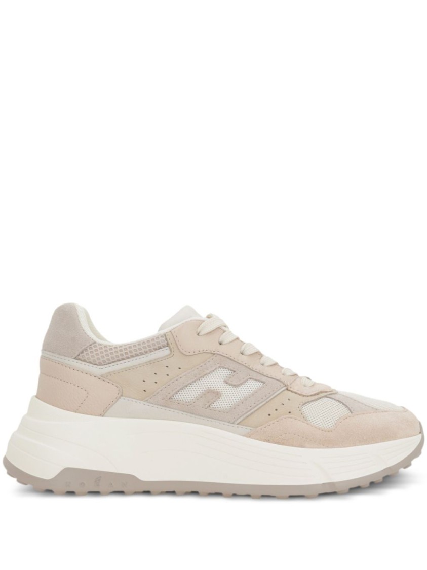 Hogan Leather Sneakers With Chunky Rubber Sole In Neutrals