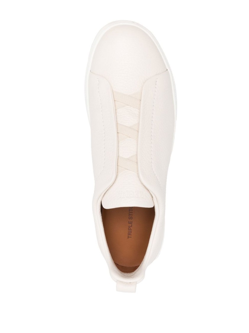 Shop Zegna Triple-stitch Low-top Sneakers In White