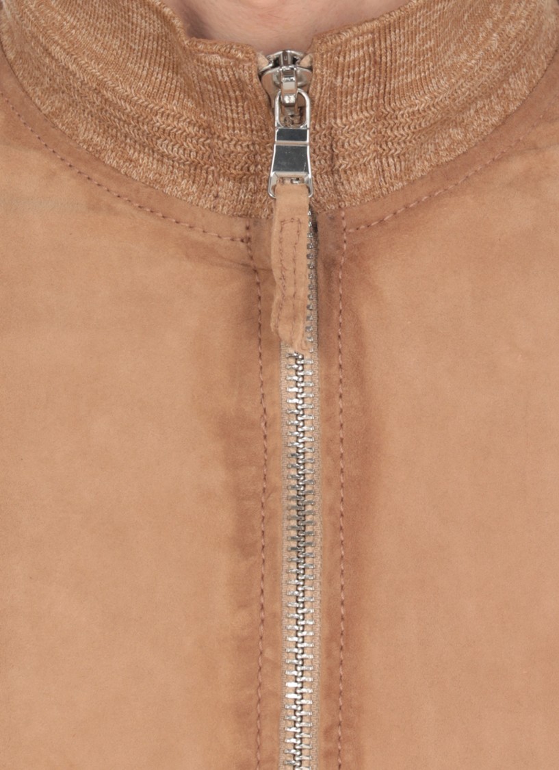 The Jack Leathers Beige Quentin Perfo Leather Jacket In Brown