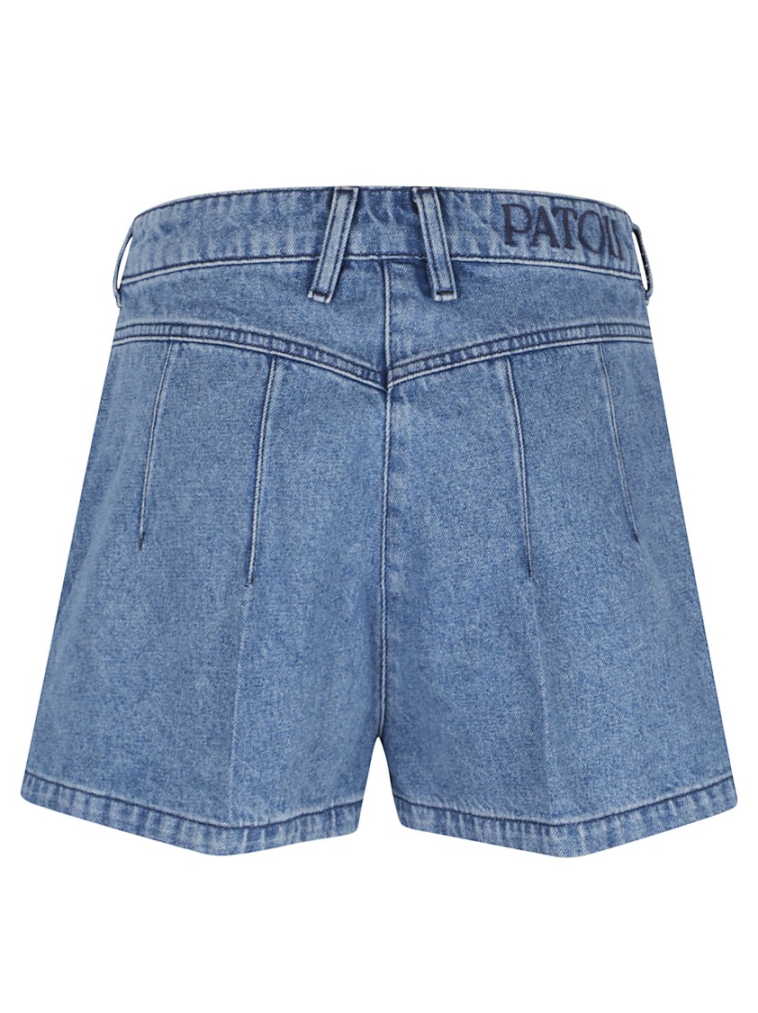 Patou High Waist Denim Shorts With V-shaped Seam