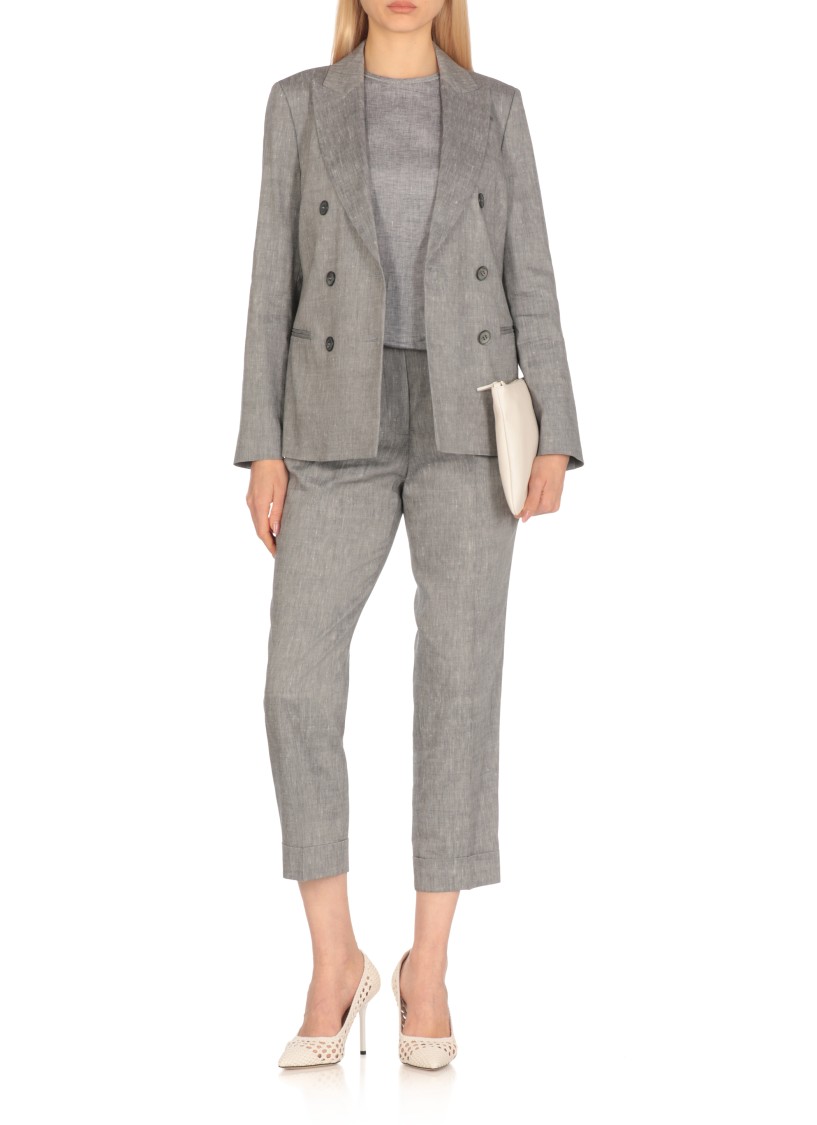 Shop Peserico Grey Double Breasted Jacket