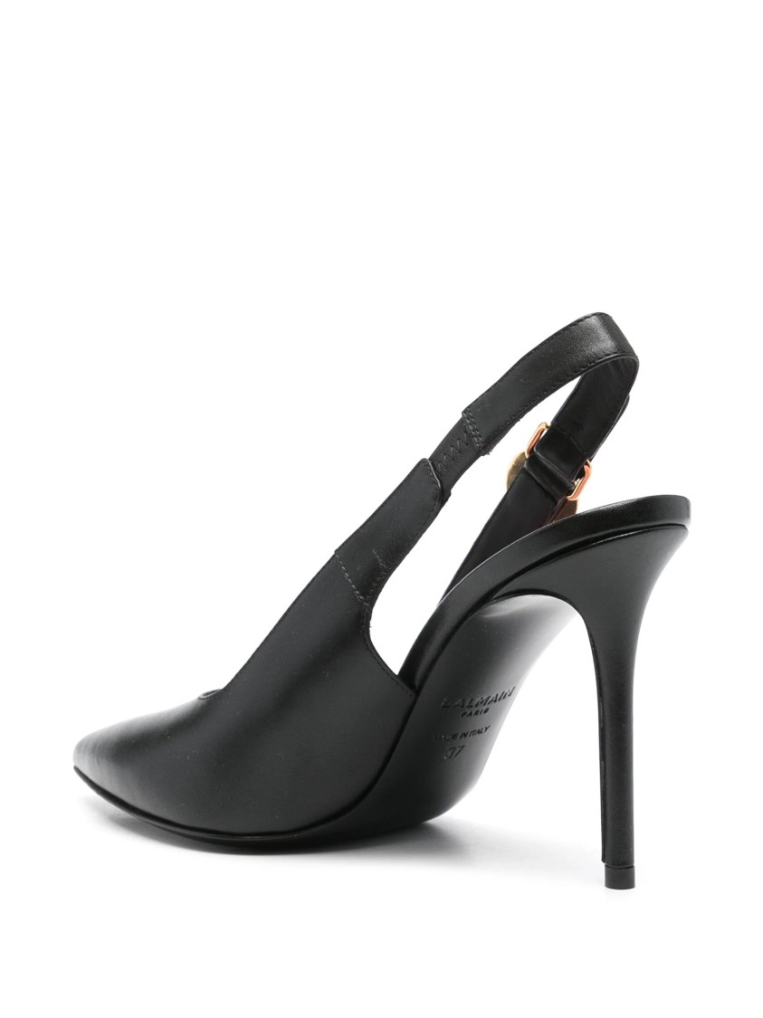 Balmain Pointed Toe Slingback Pumps In Black