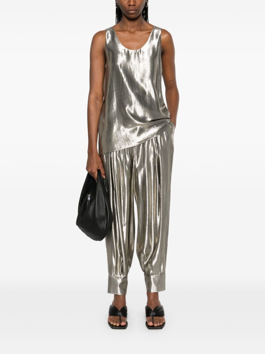 Philosophy Di Lorenzo Serafini Silver Casual Trousers Laminated-effect