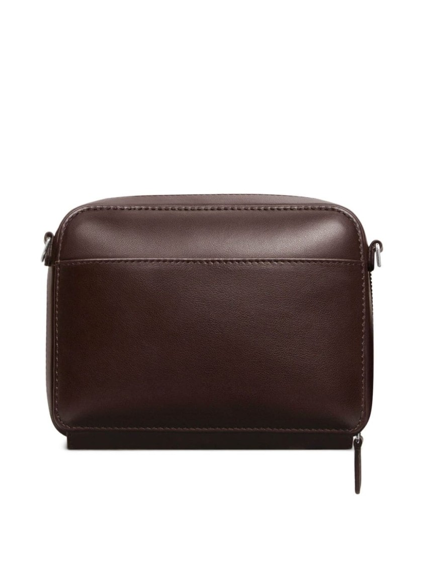 Courrèges Chocolate Brown Calf Leather Courreges Handbag With Silver-tone Accents
