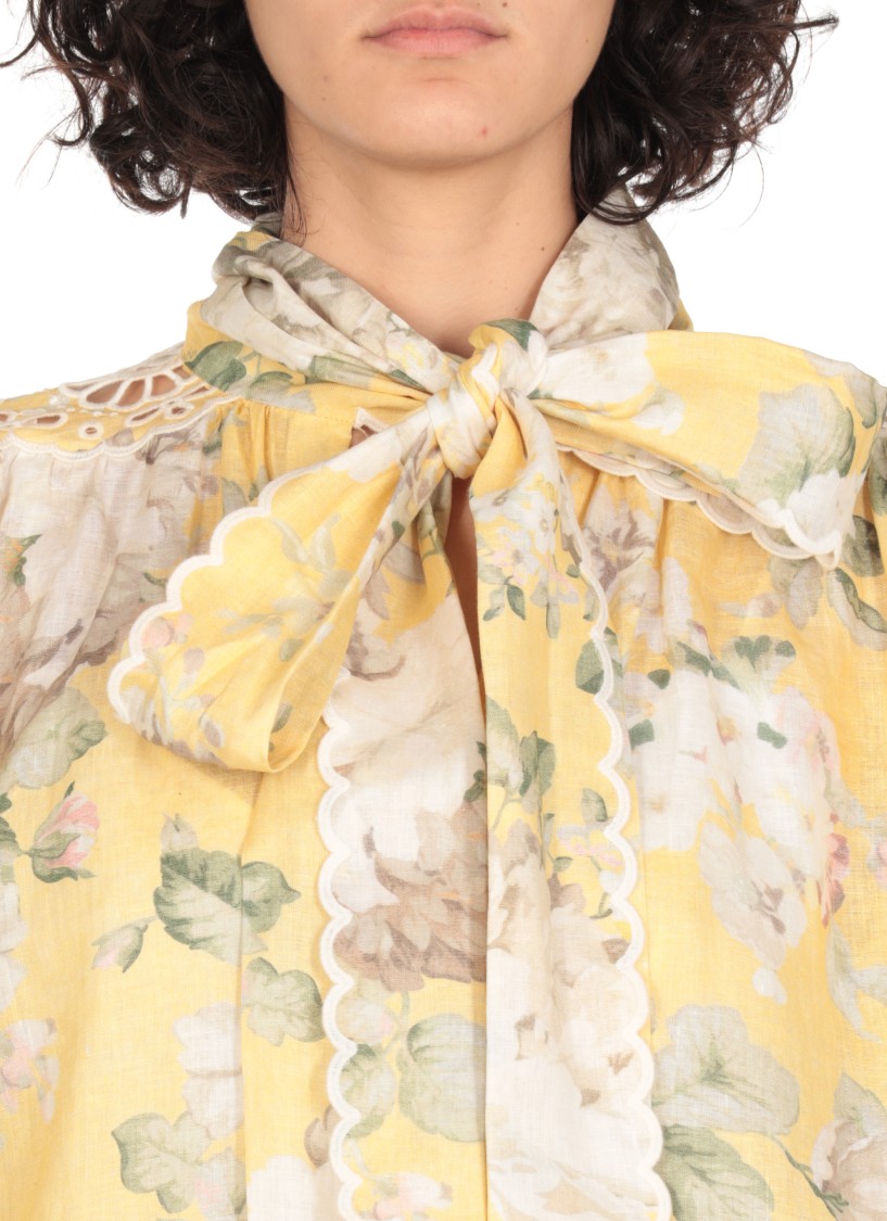 Shop Zimmermann Acacia Broderie Tie Dress In Neutrals