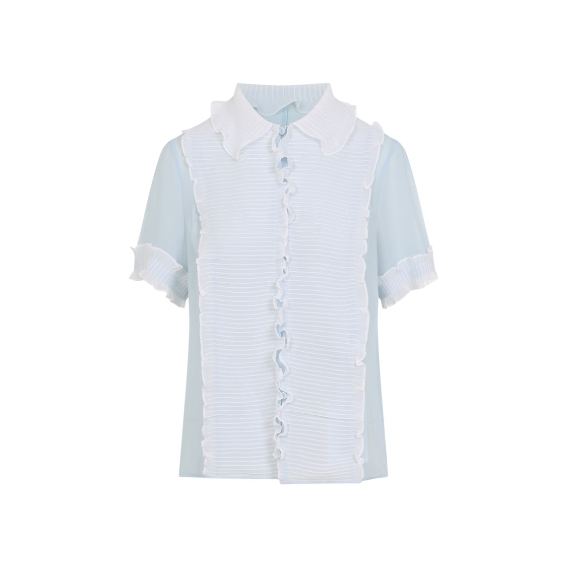 Jil Sander Silk 115 Pl Shirt With Ribbed Ruffled Detailing