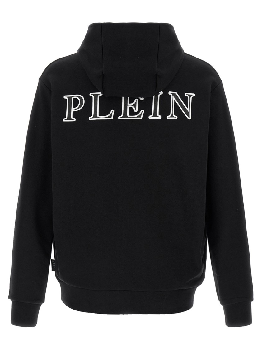 パーカー・フーディ Philipp Plein Sleek Black Fleece Hoodie With Logo Patch Philipp Plein Sleek Black Fleece Hoodie With Logo Patch