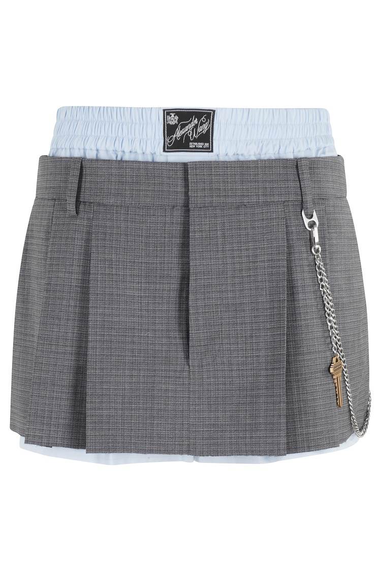 Alexander Wang Pre Styled Pleated Skort W Chain In Gray