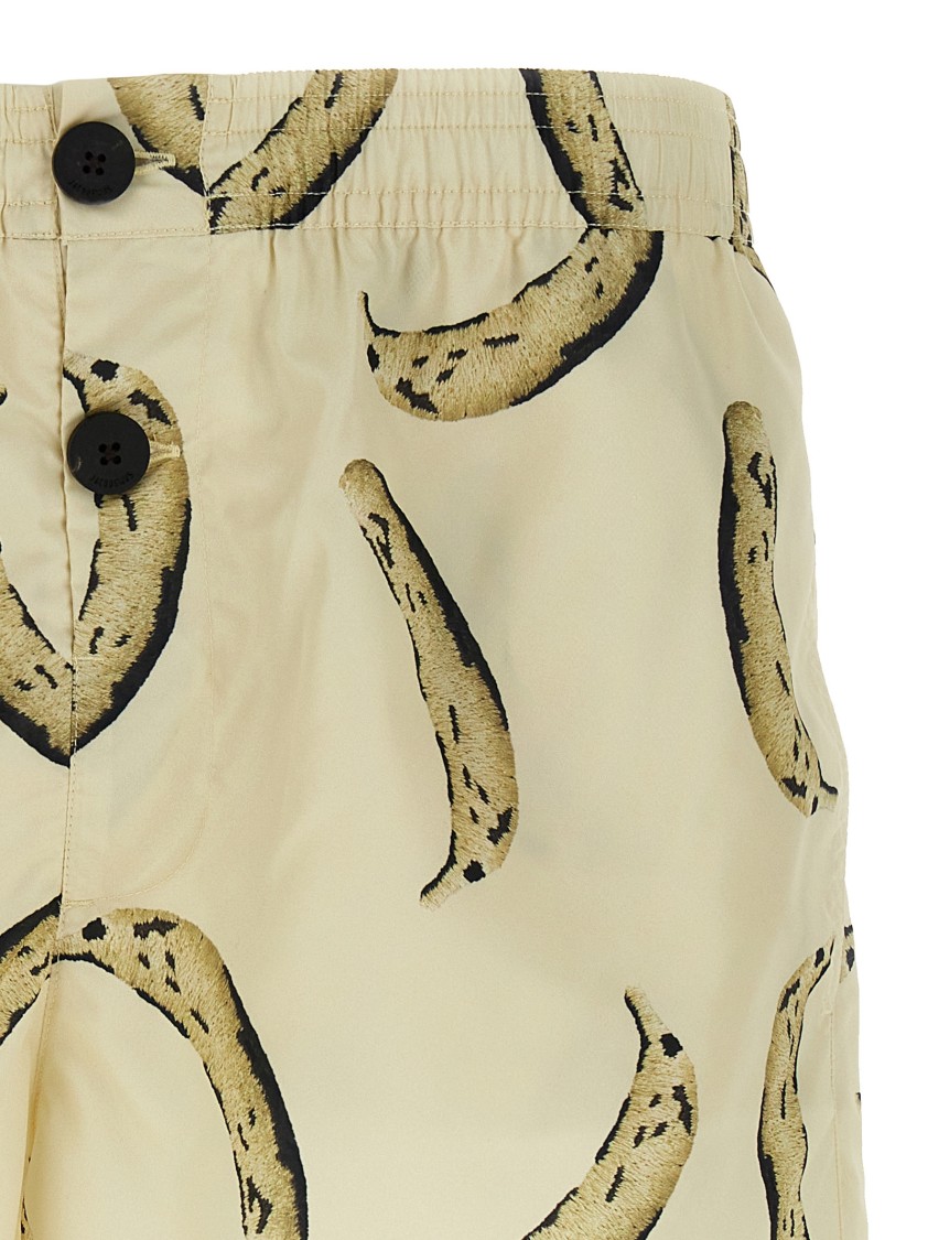 Jacquemus Le Maillot Puntini Yellow Swimsuit With Elastic Waist And All-over Print In Tech Fabric Man In Neutral