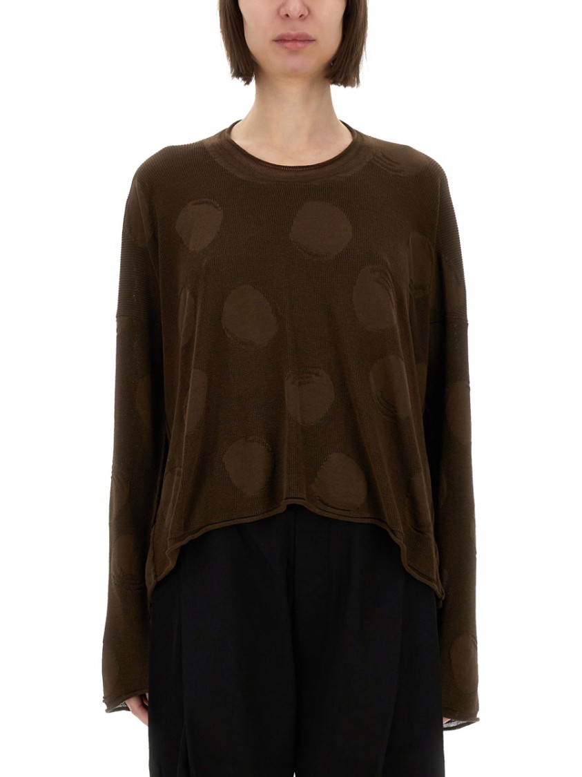 Uma Wang Knit Top With Polka Dot Pattern In Brown