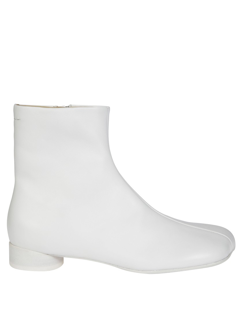 Mm6 Maison Margiela Mm6 By Maison Margiela White Ankle Boots With Smooth Leather Finish In White