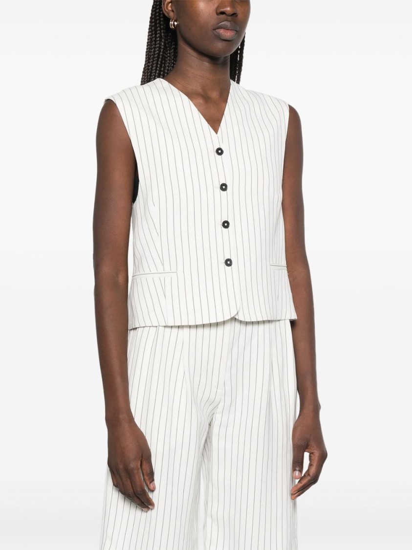 Loulou Studio White Striped Waistcoat In White