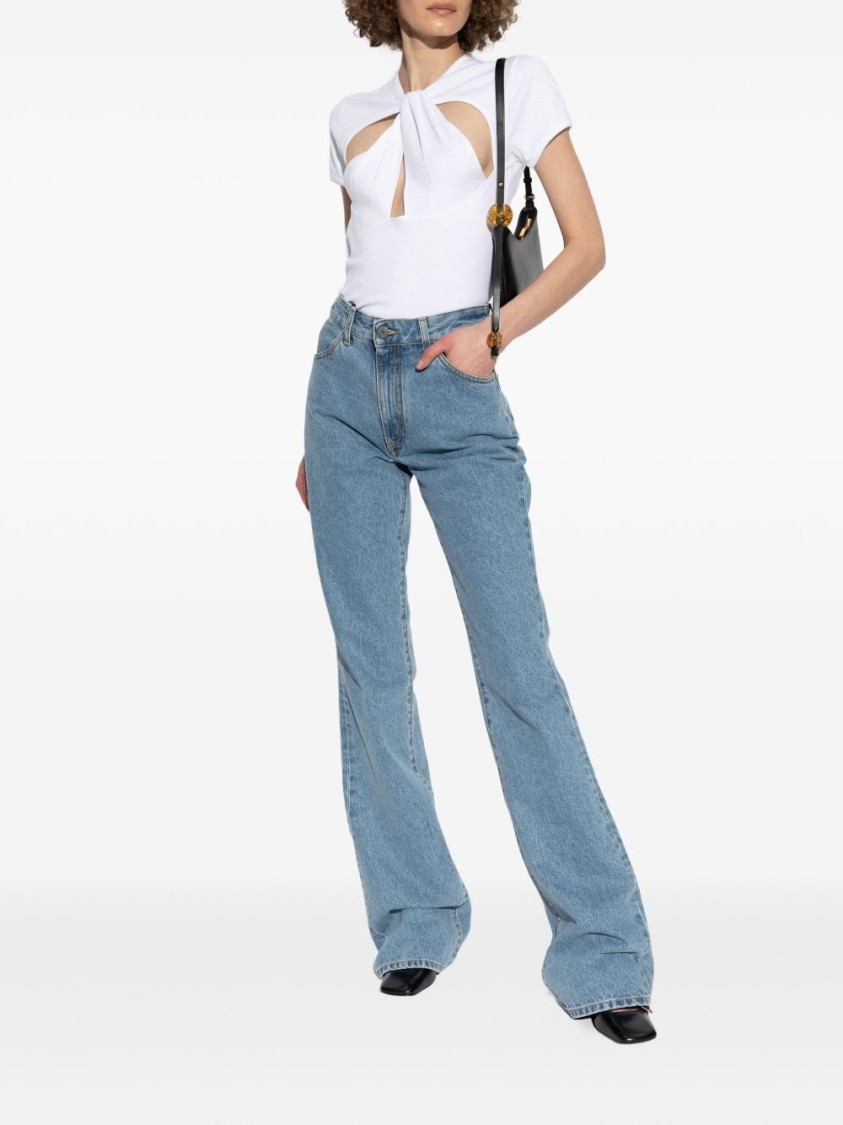 Coperni Cut-out Design Black T-shirt With Modern Silhouette In White