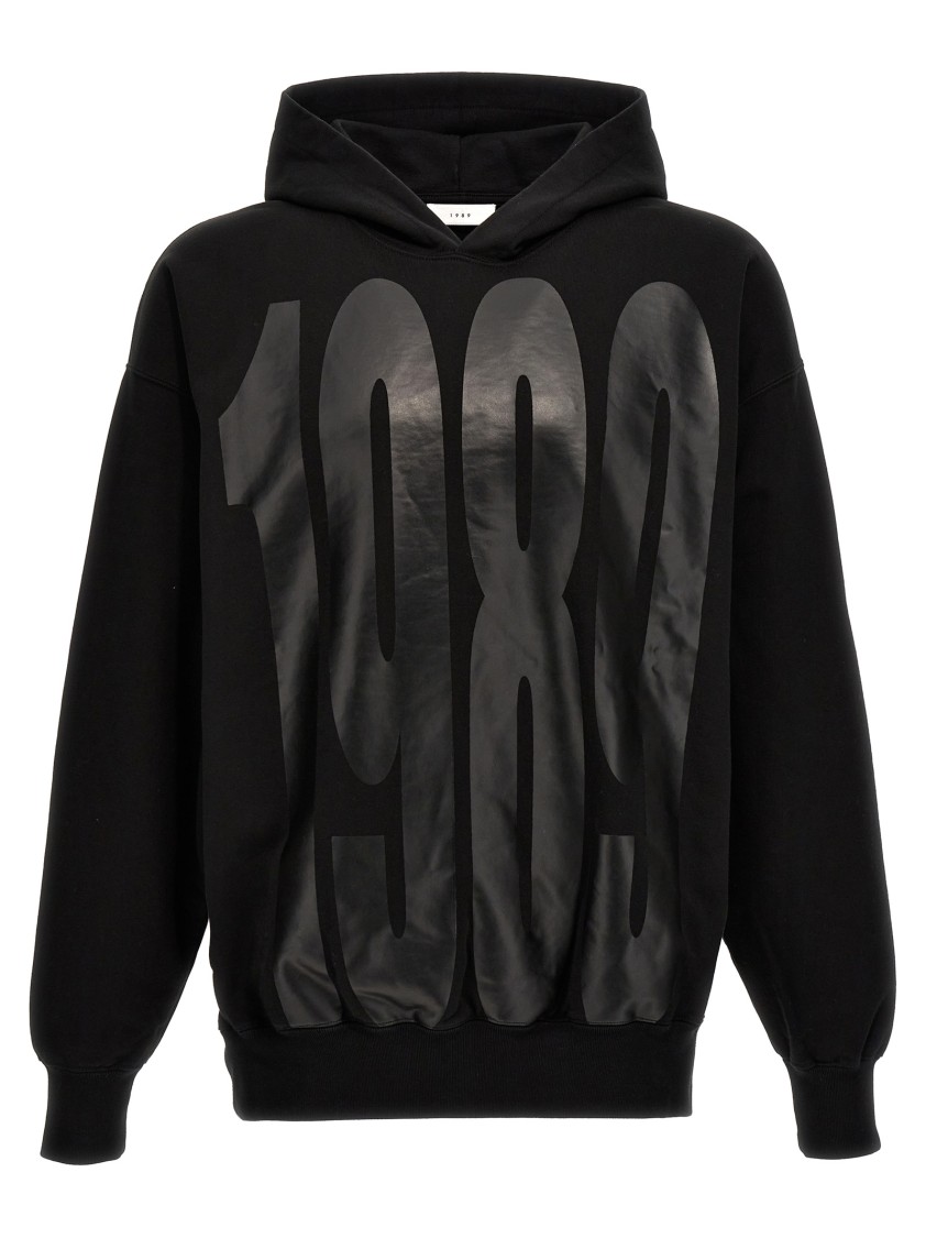 1989 Studio Cotton Hoodie With Maxi Print Frontal And Back In Black