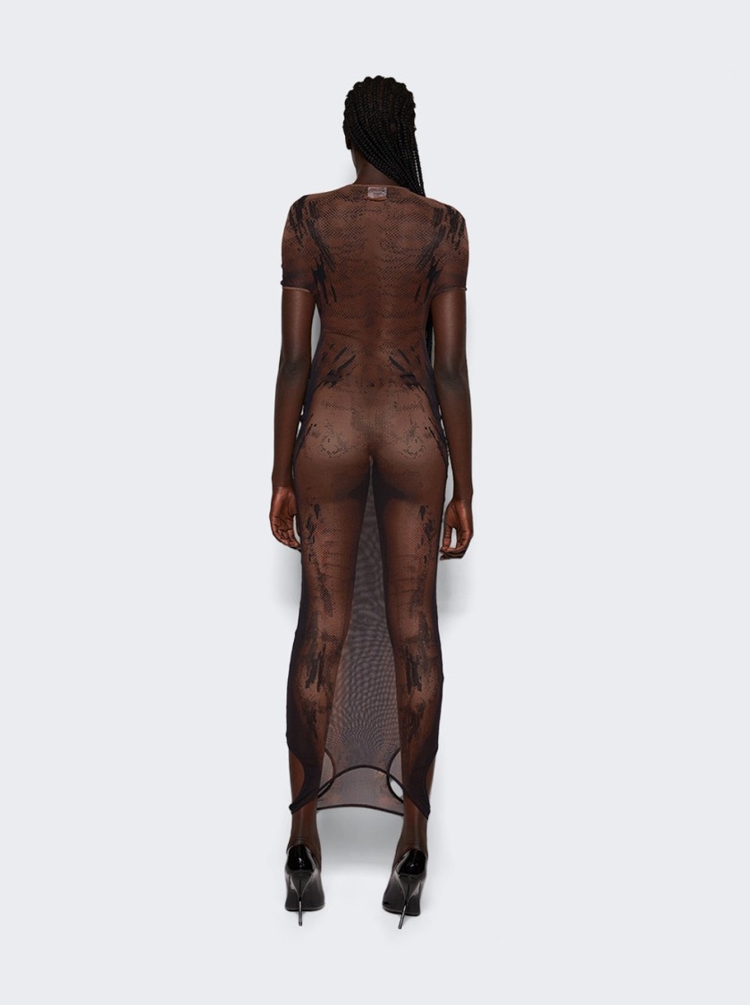 Jean Paul Gaultier X Shayne Oliver Mesh Double Side Dress In Neutrals