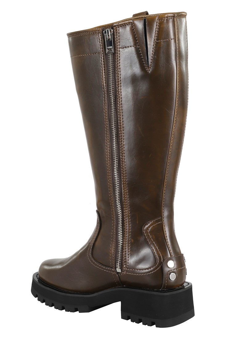 Ganni Studs High Boot Crinkle In Black
