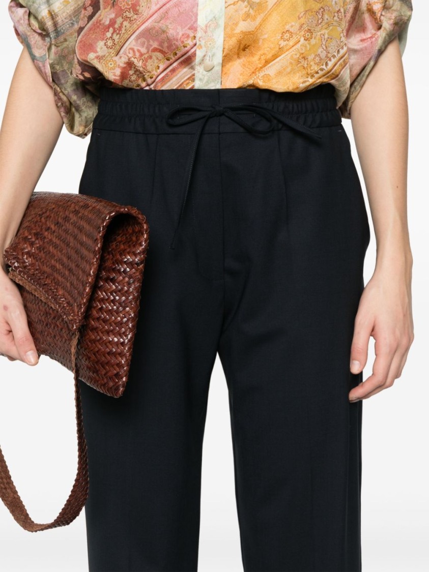 Shop P.a.r.o.s.h Parosh Navy Blue Relaxed Fit Pants With Concealed Fastenings In Black