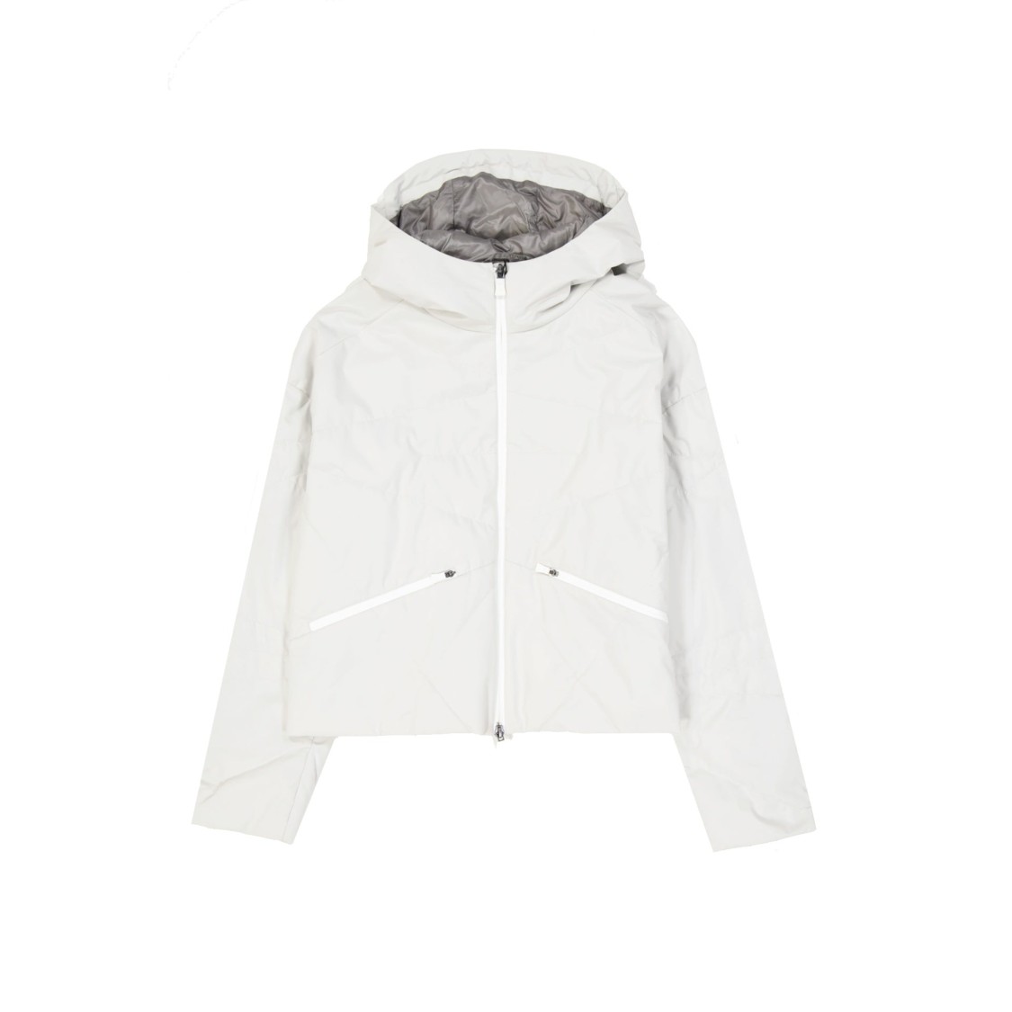 Herno Cropped Down Jacket With Design And Hood In White