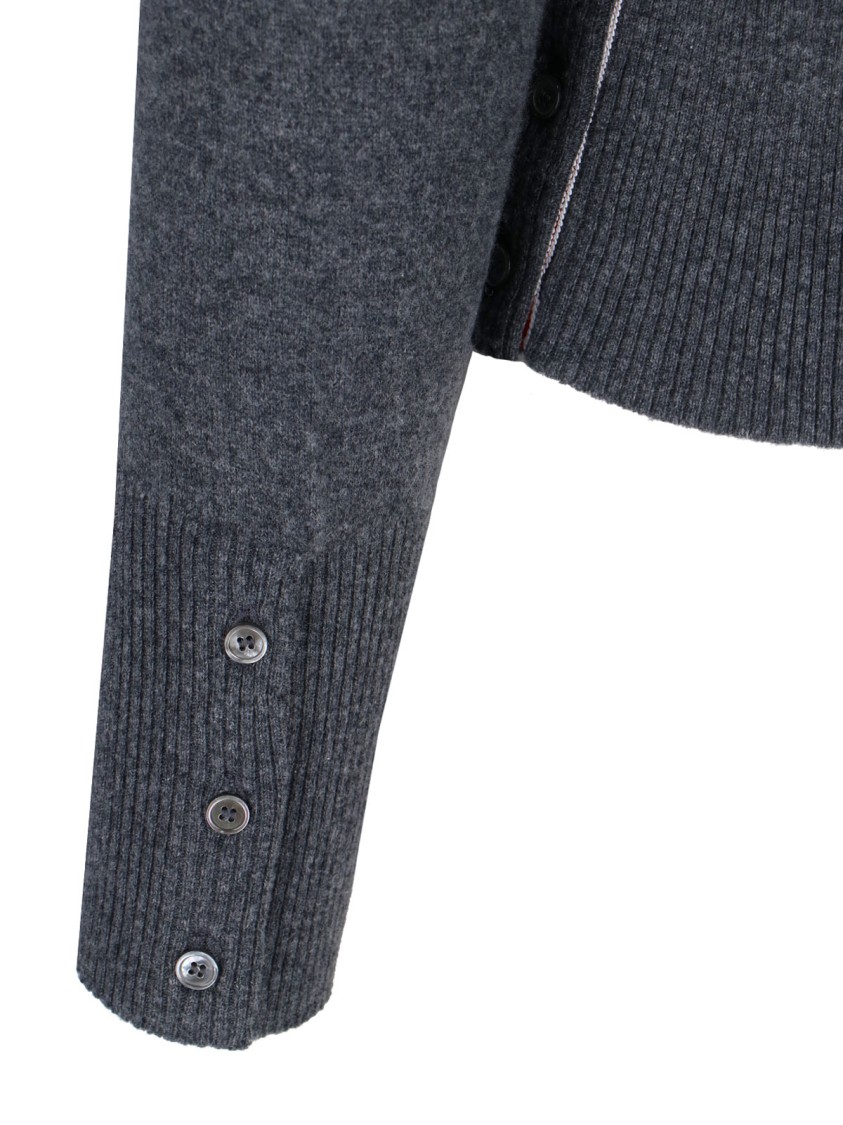 Thom Browne Crewneck Sweater With Ribbed Cuffs And Striped Sleeve
