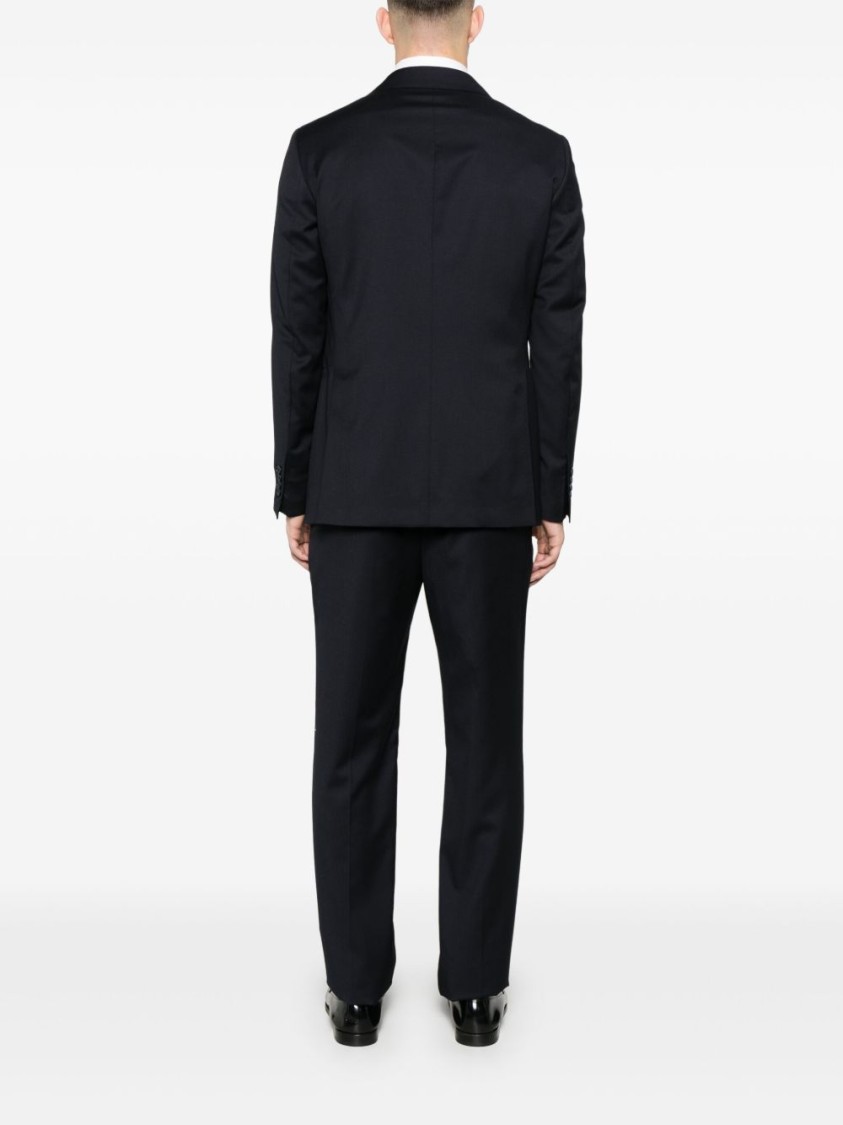 Shop Tagliatore Blue Tailored Suit With Notched Lapels In Black