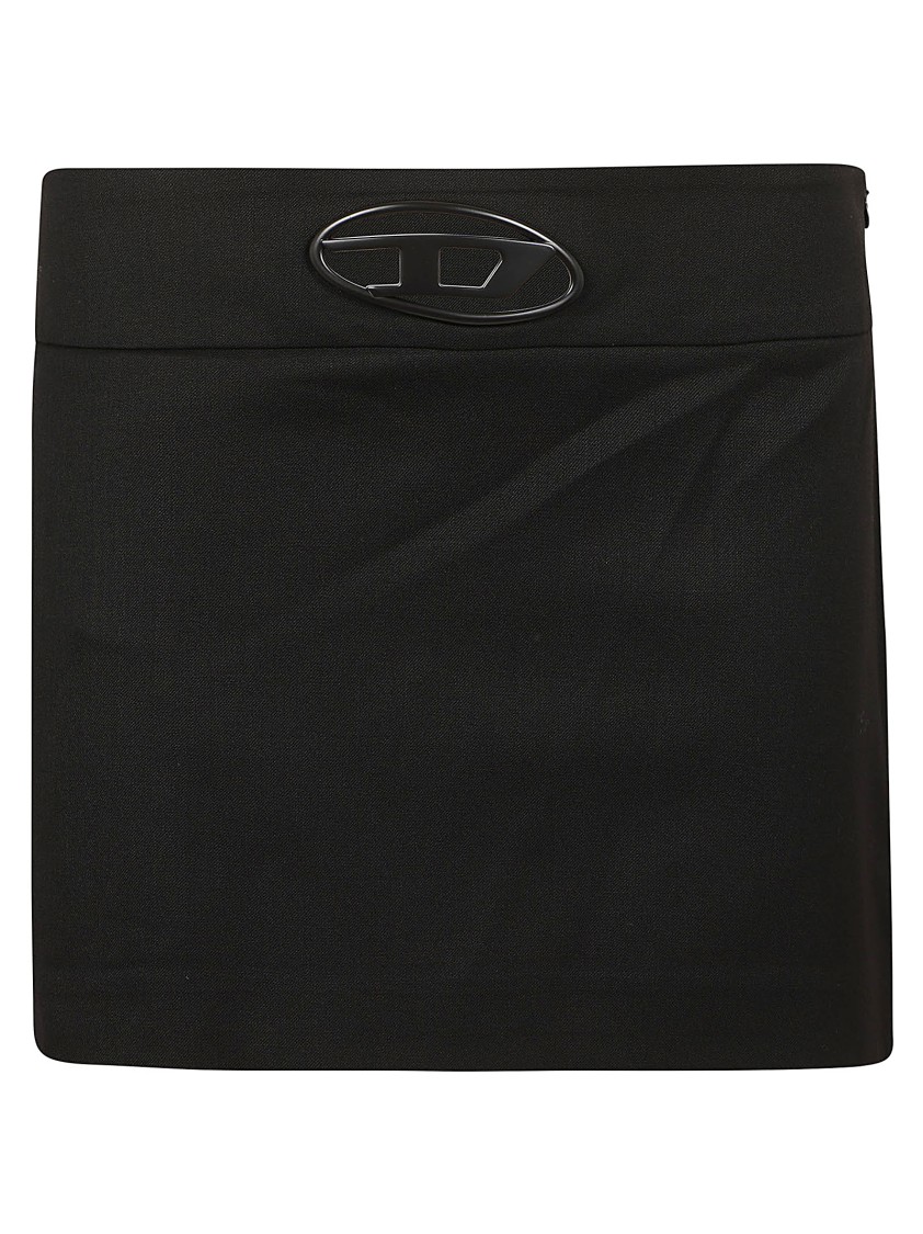 Shop Diesel Stretch Wool Twill Mini Skirt In Black