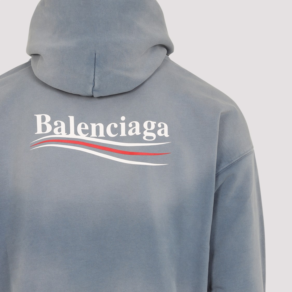 BALENCIAGA BALENCIAGA FADED BLUE COTTON MEDIUM FIT HOODIE