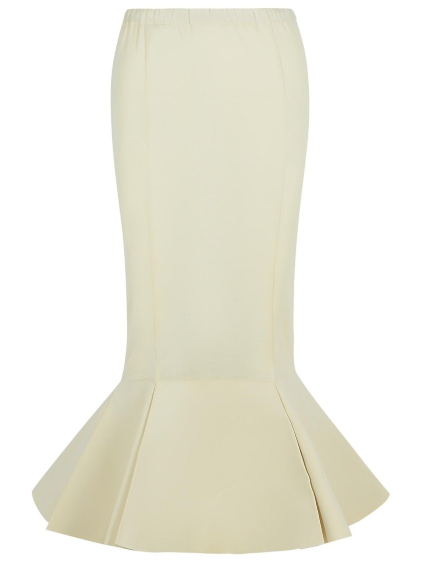 Marni Cotton Skirt With Elastic Waistband And Flared Hem In Neutral