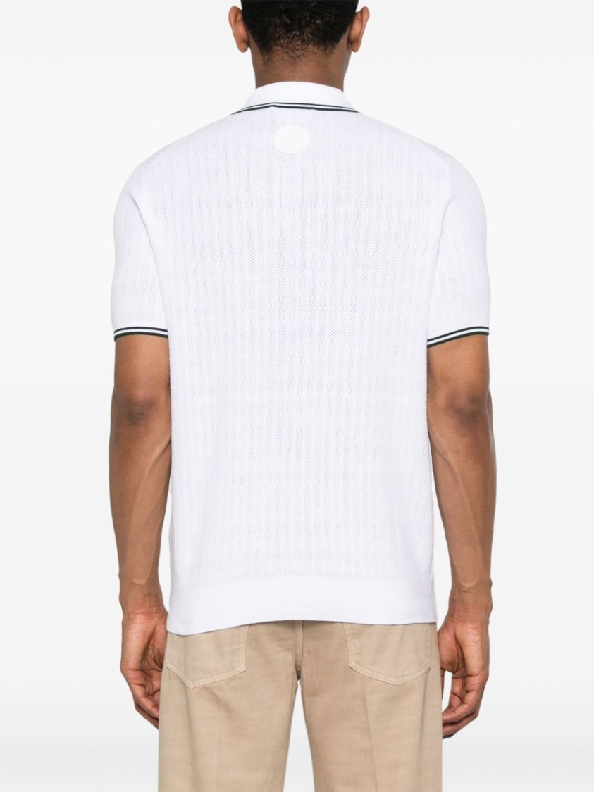 POLO RALPH LAUREN POLO RALPH LAUREN TEXTURED KNIT WHITE POLO SHIRT