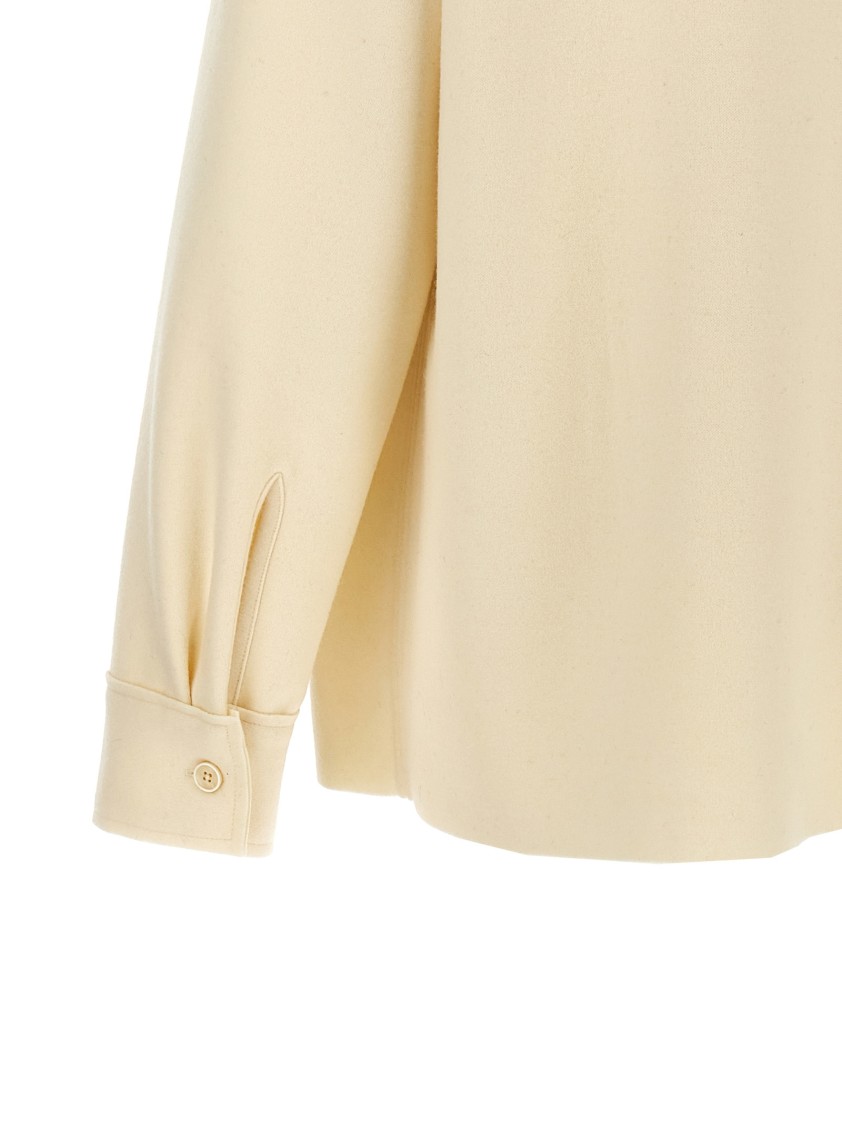 Jil Sander Wool Blend Shirt With Button Closure In Neutral
