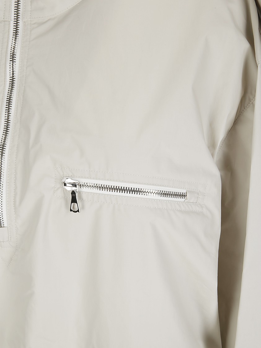 Rier Short Zip-front Jacket With Removable Hood In Neutrals