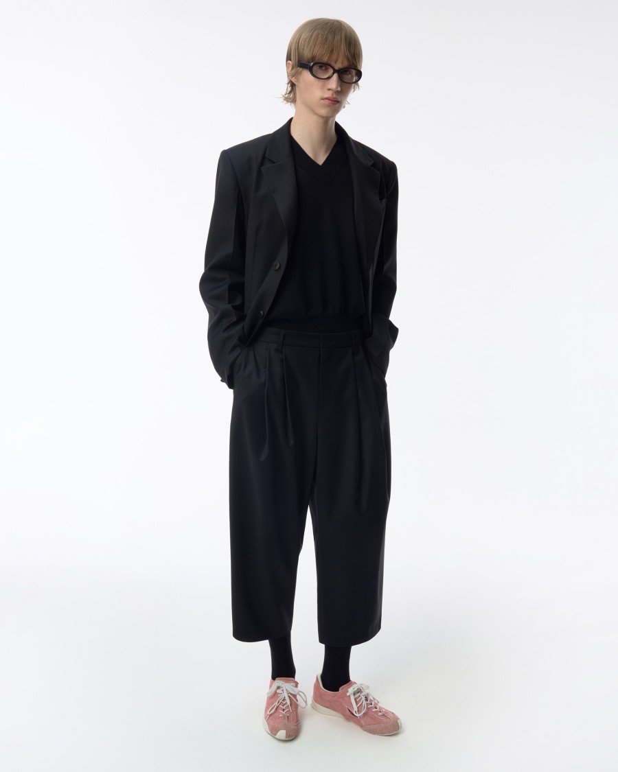 Adererror Ankle-length Balloon Pants With Signature Zigzag Stitch In Black