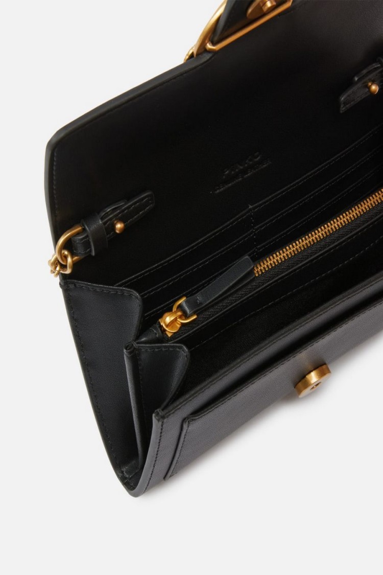 Pinko Shoulder Bag With Gold-tone Emblem And Chain Strap