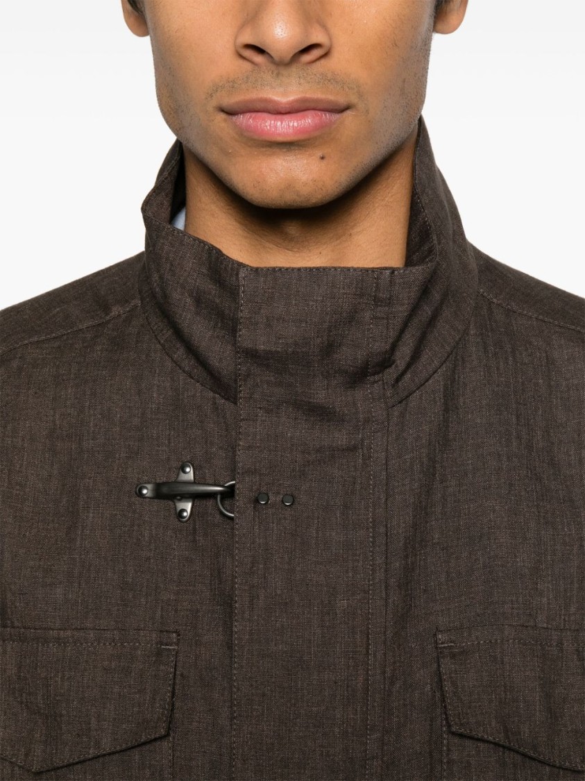 Fay Brown Jacket In Line With Four Pockets In Brown