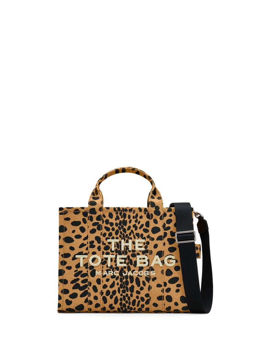 Marc Jacobs The Medium Cheetah Canvas Tote Bag In Black