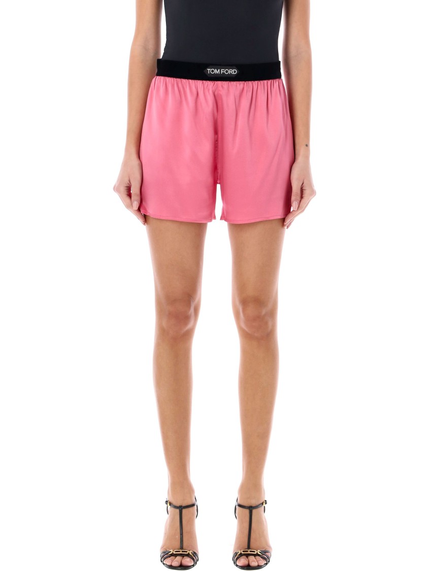 Shop Tom Ford Stretch Silk Satin Boxer Shorts In Pink