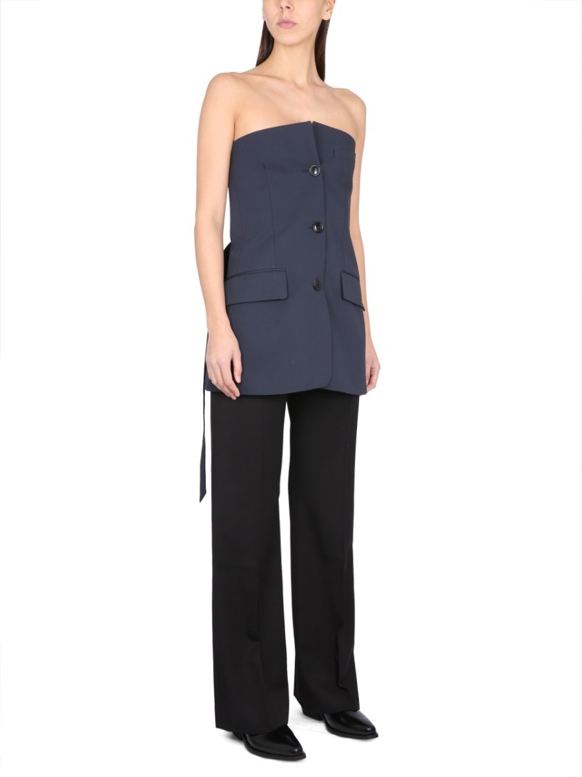 OUR LEGACY OUR LEGACY TAILORED STRAPLESS TOP WITH BELTED WAIST