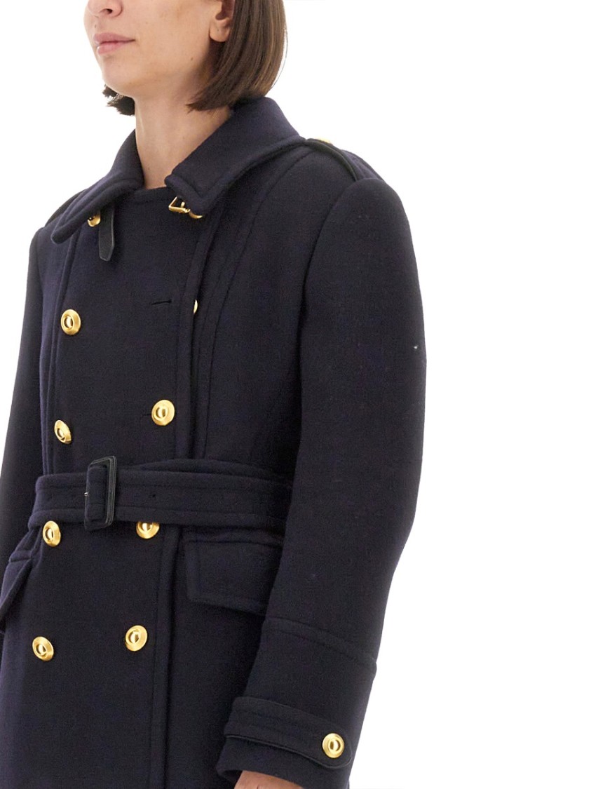 Tom Ford Double-breasted Military Coat In Black