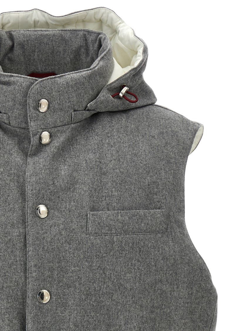 Brunello Cucinelli Grey Cotton Down Jacket In Gray