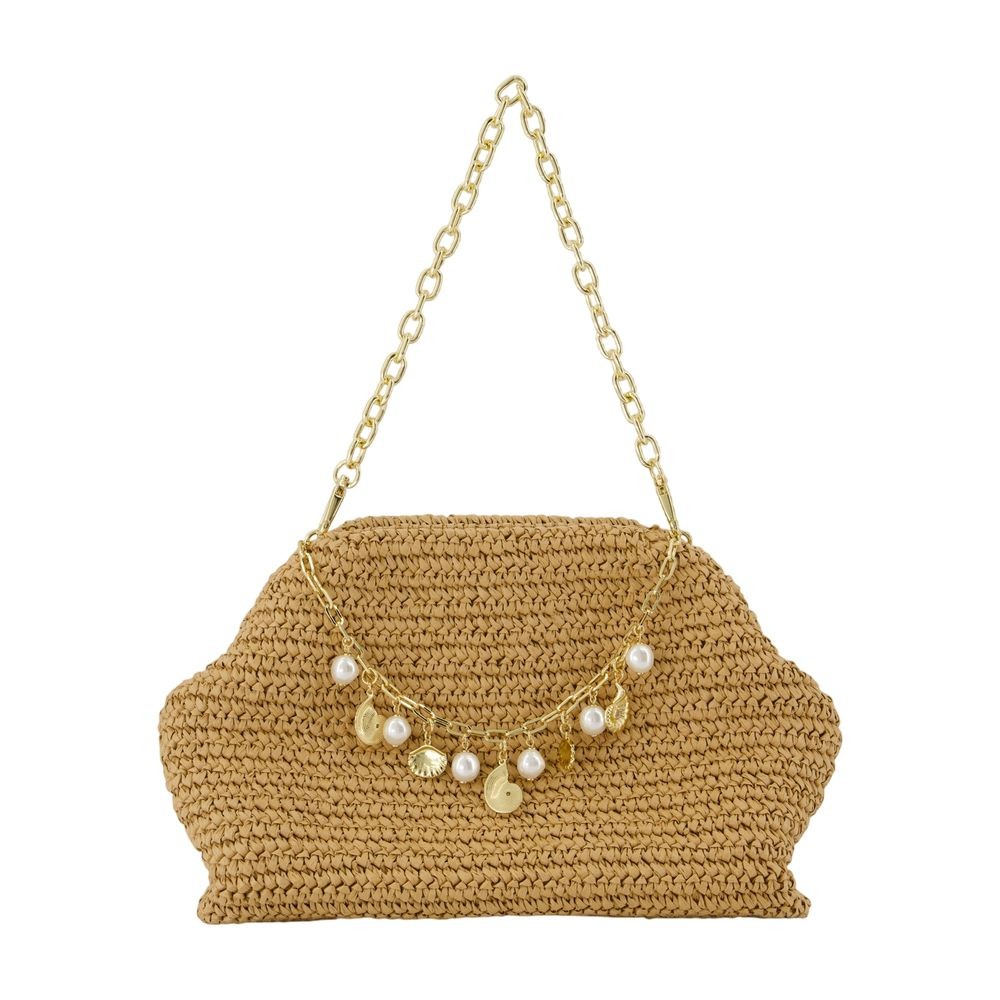 Self-portrait Charm Shoulder Bag In Gold