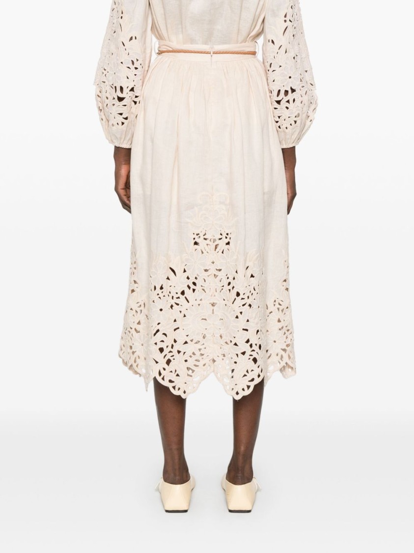 Shop Zimmermann Light Beige Wylie Midi Skirt In Neutrals