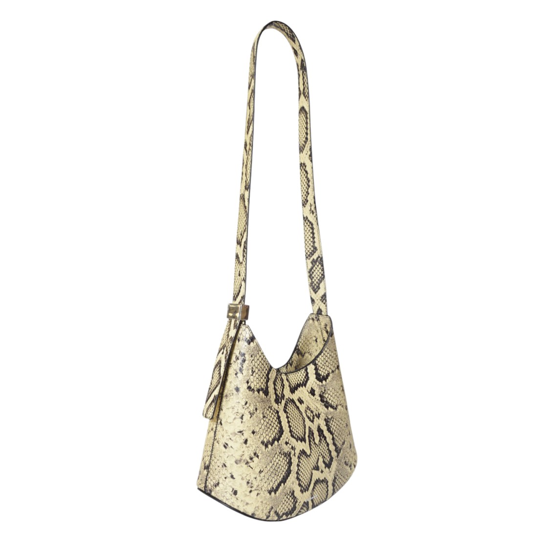 Jil Sander Curved Design Python Print Calfskin Shoulder Bag