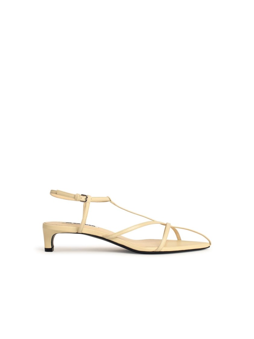Jil Sander Strappy Leather Sandals In Neutrals