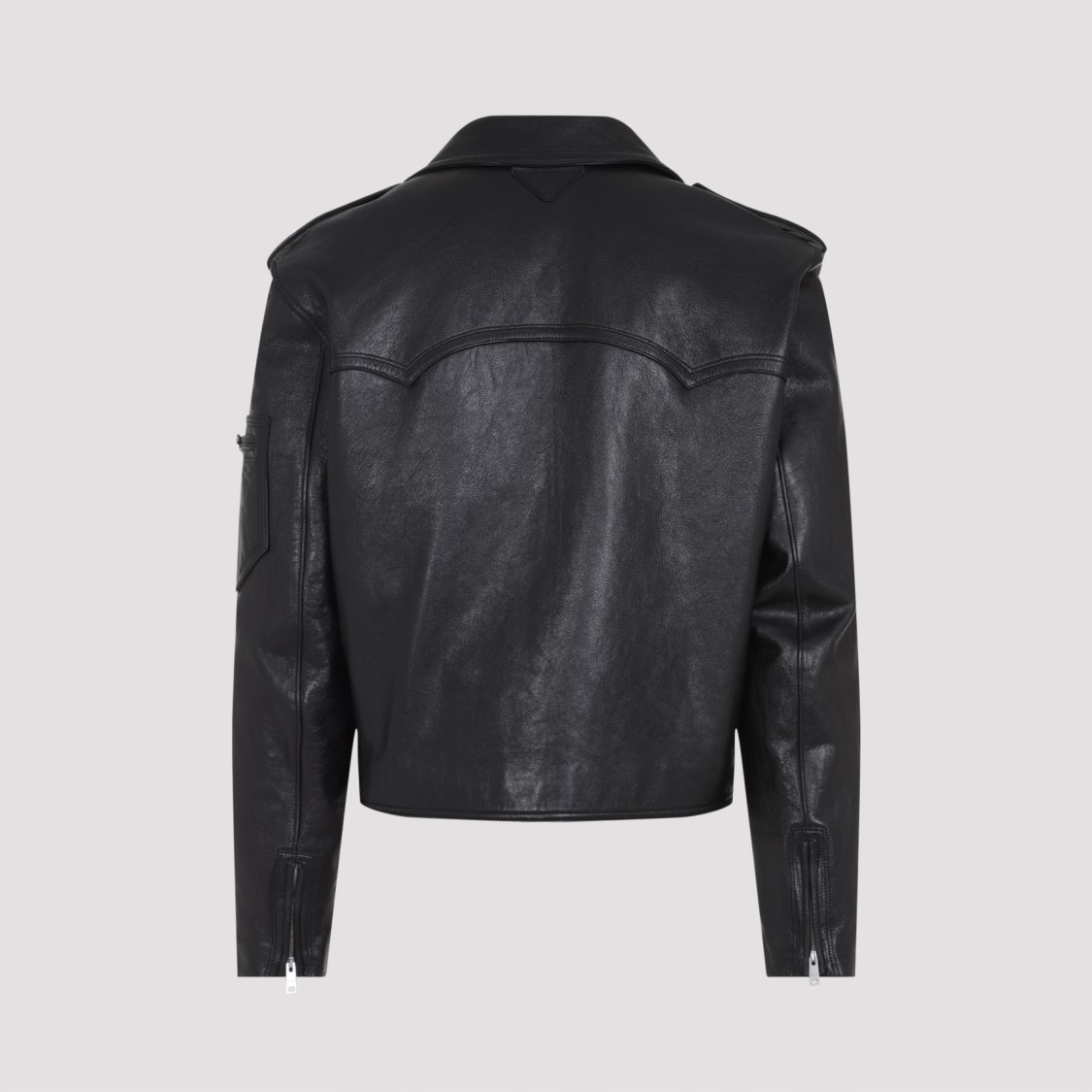Prada Leather Biker Jacket In Black