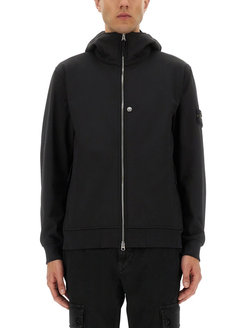 Stone Island Soft Shell Jacket In Black