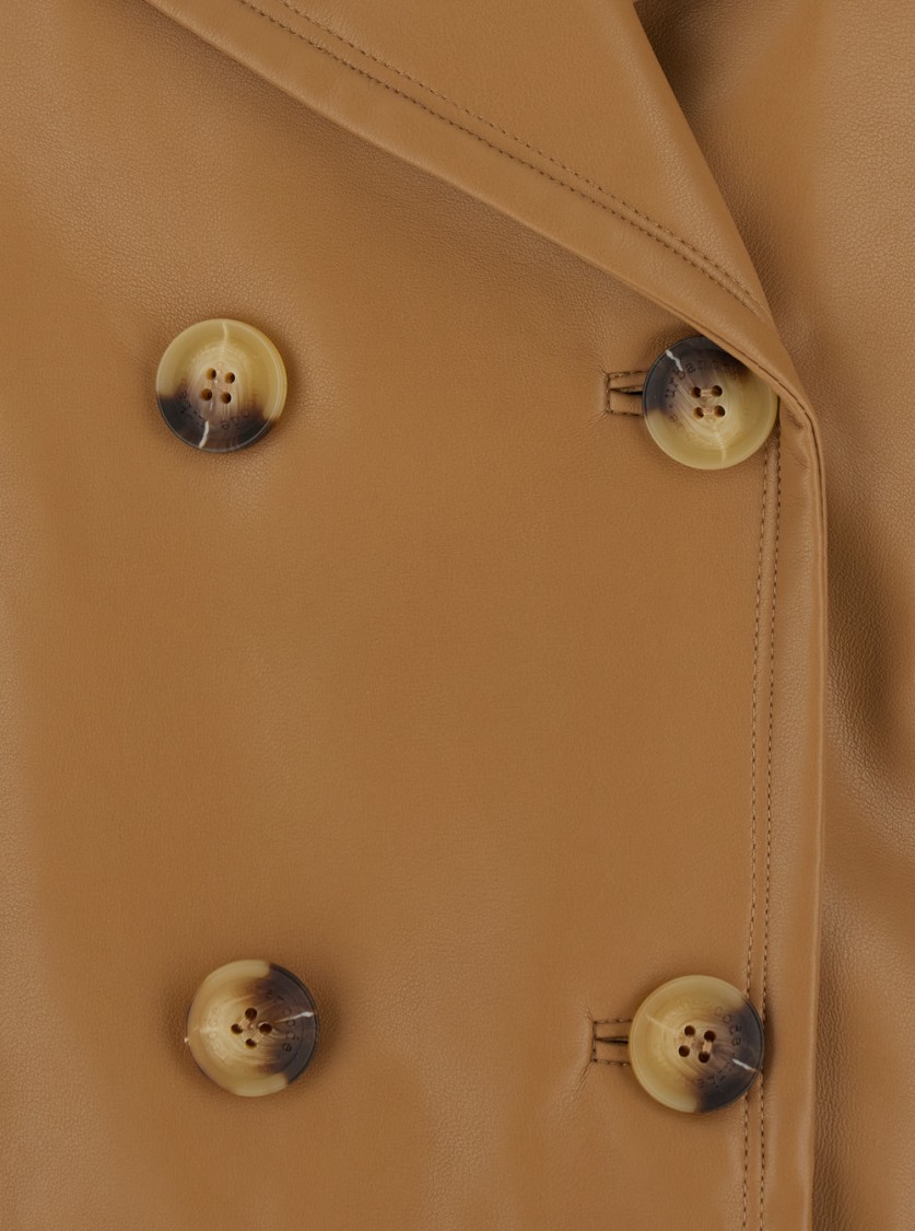 Shop Urbancode Ecoleather Beige Jacket With Wide Notched Revers In Brown