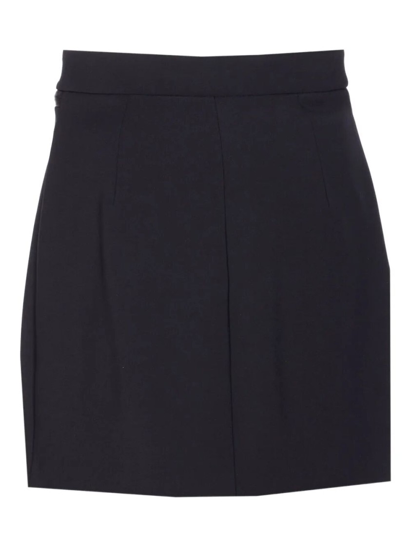 Elisabetta Franchi Black Double Crepe Skirt With Zip In Black