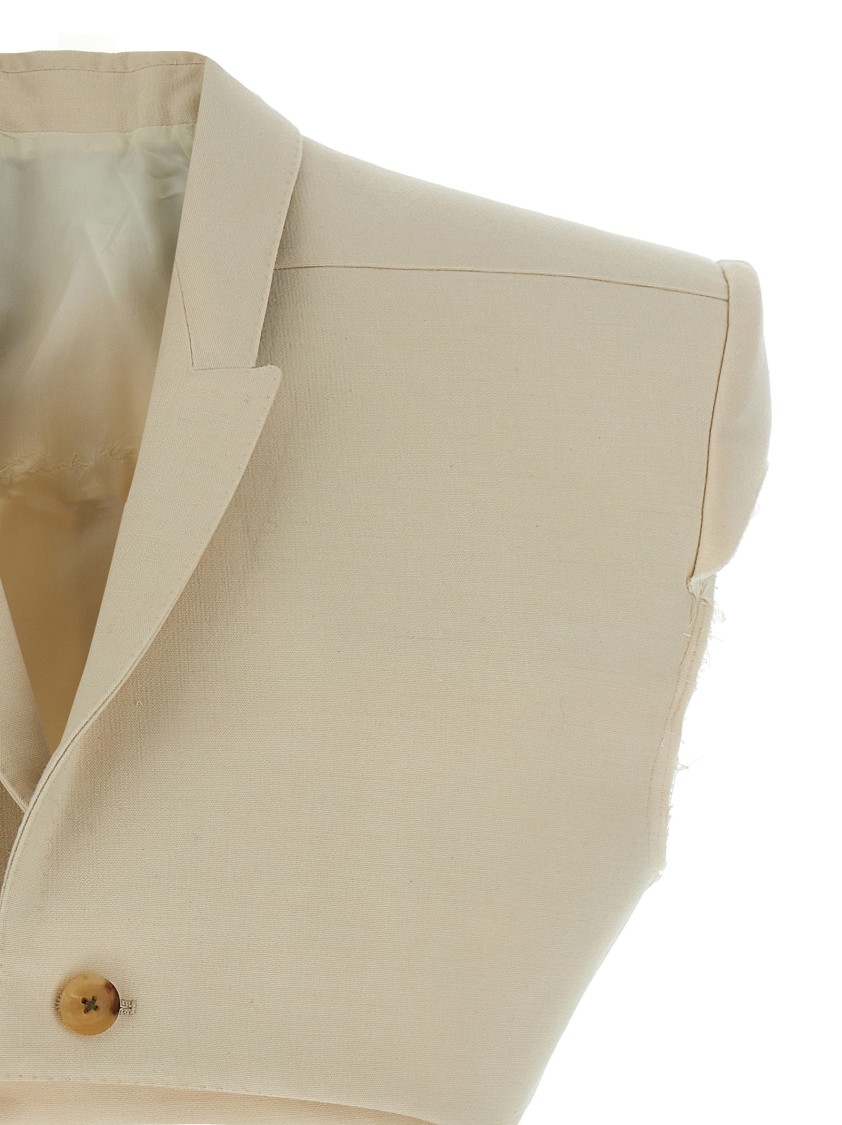 Rick Owens Cropped Wool Blend Cotton Vest In Neutral