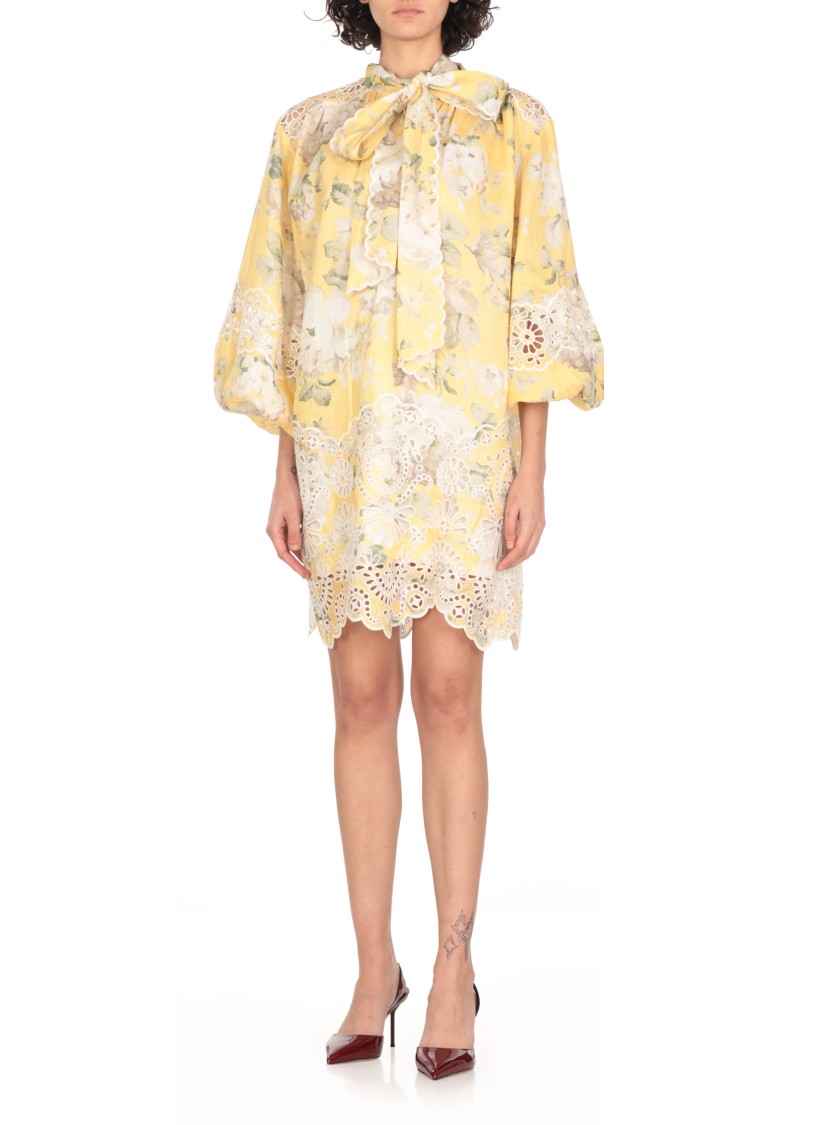 Shop Zimmermann Acacia Broderie Tie Dress In Neutrals