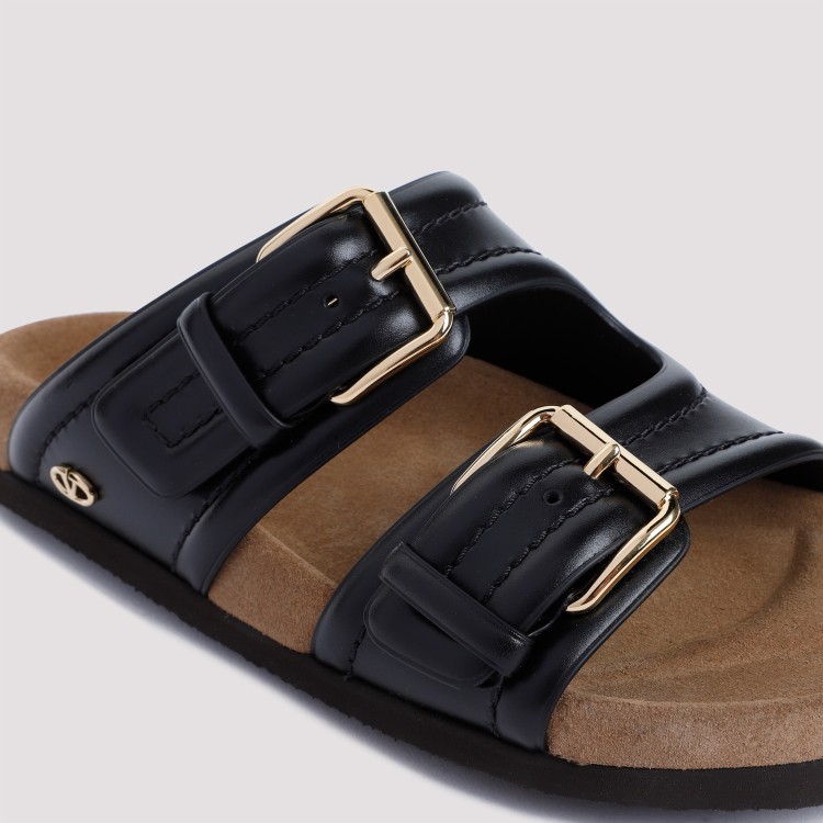 サンダル・ミュール VALENTINO Black leather Fussfriend slippers Valentino Black leather Fussfriend slippers
